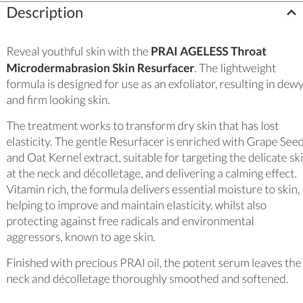 NWT Prai Ageless Throat Microdermabrasion Skin Resurfacer New Factory Sealed 4oz